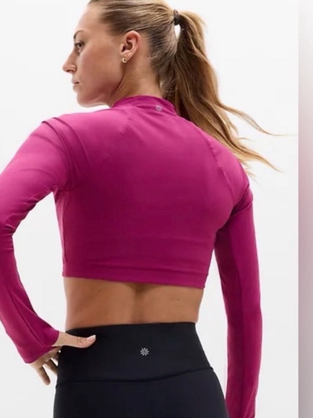Women’s Long Sleeve Crop Top - Magenta